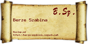 Berze Szabina névjegykártya